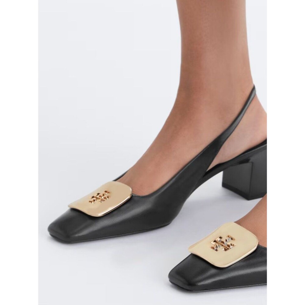 TORY BURCH Georgia Slingback Heels In Black (size 7.5)